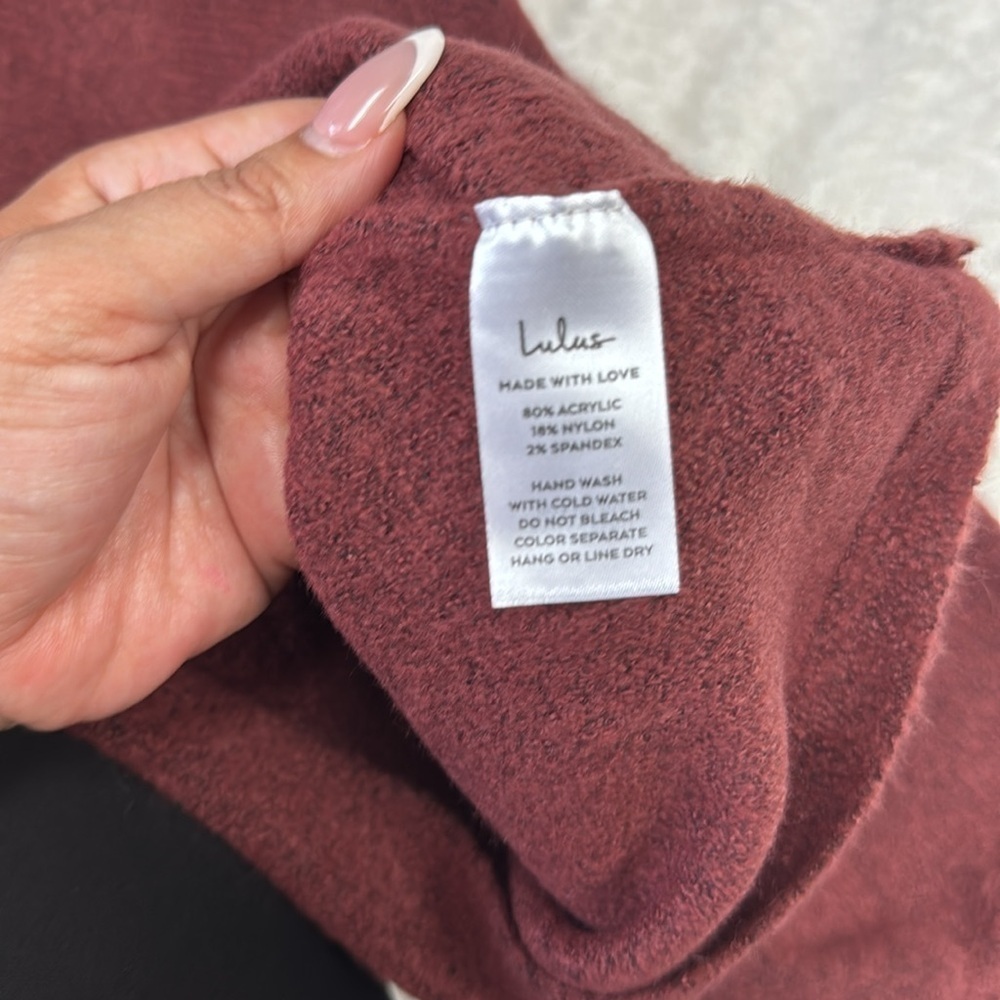 Lulu's Deep Red Turtleneck fall oversized Sweater - Picture 8 of 8